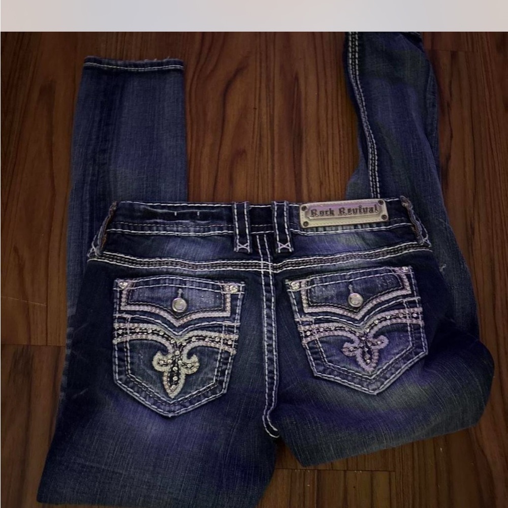Rock Revival Women's Dark Indigo Embellished Skinny Jeans